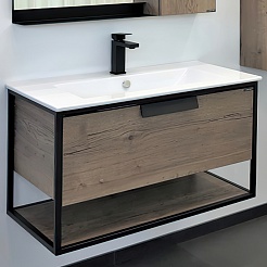 Comforty Мебель для ванной Бонн 90 (Quadro) подвесная дуб темный – фотография-10